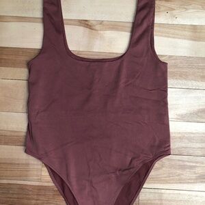 A new day scoopneck bodysuit women's size medium muted dark coral kind of colour